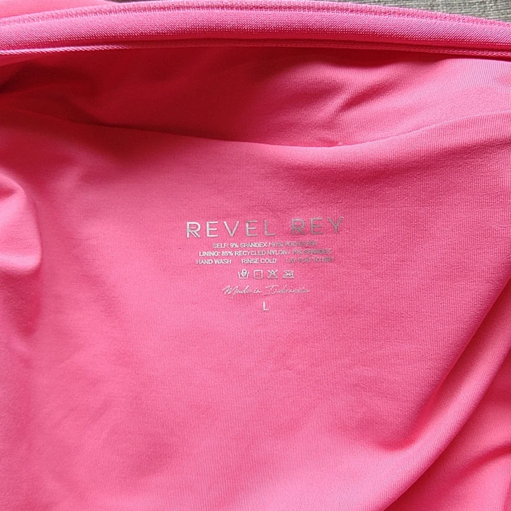 Revel Rey Bright Pink Bandeau Strapless High Rise Bikini Resort Claire Hayes
